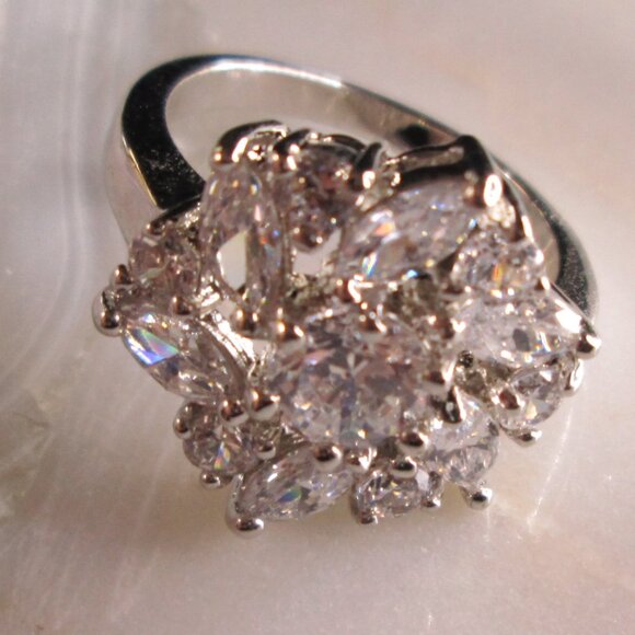 Flower Cubic Zirconia Cocktail Ring - Picture 4 of 5